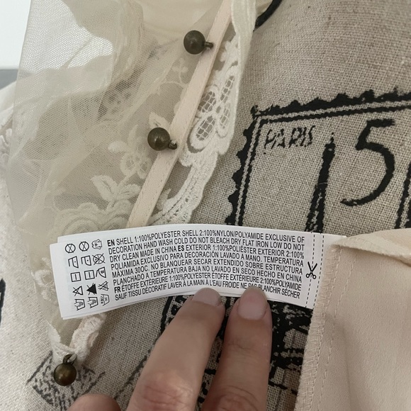 Lace nude sheer low cut flowing top - Picture 3 of 3